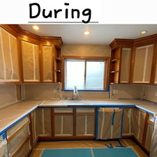 Insurance Repair & Refinishing kitchen Cabinets, New Countertops and Backsplash 12